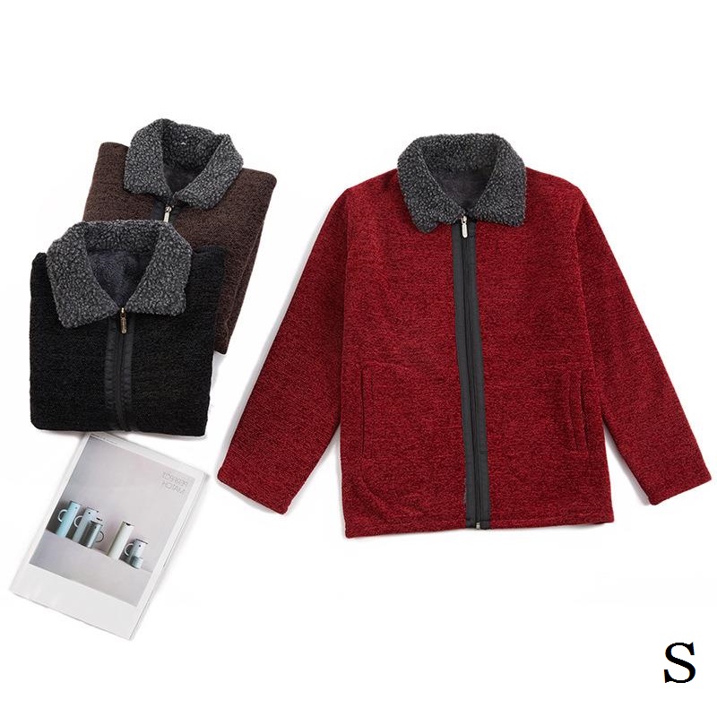 Áo Khoác Cardigan Len Dệt Kim Lót Lông Cừu Dày Phối Màu Phong Cách Thời Trang Mới Năm 2021