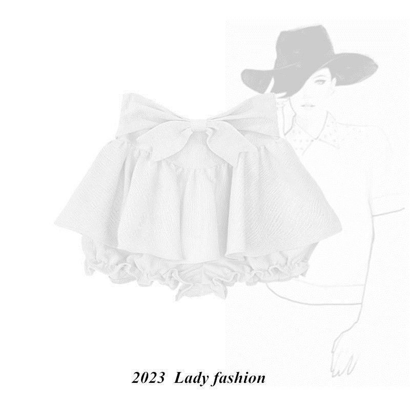 Hàng Có Sẵn!Áo Hở Vai Tay Dài Lệch Tà Màu Xám Đính Nơ Hakama Giả Hai Mảnh Thời Trang Mùa Hè Mới Dành Cho Bạn Gái