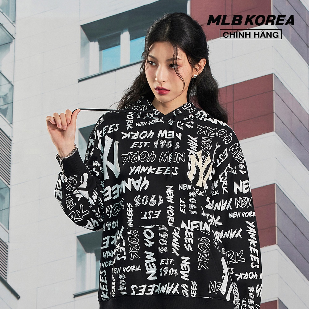 MLB - Áo hoodie tay dài phối mũ Grafitti Allover Overfit 3AHDZ0124-50BKS