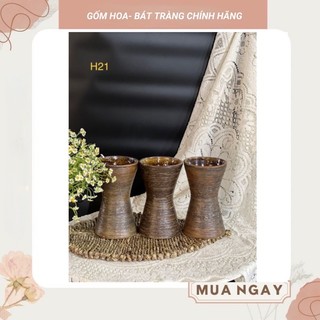 Lọ hoa gốm mộc đồng hồ cát - gốm sứ bát tràng - dùng cho trang trí nội thất - gốm hoa - văn phòng