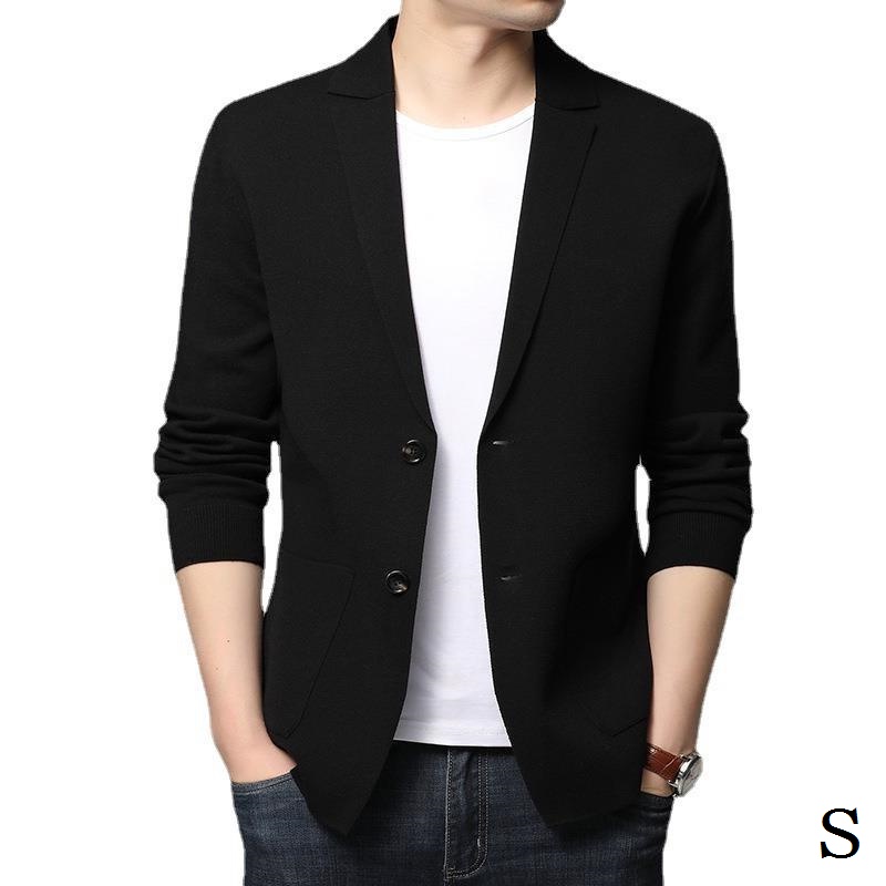 Áo Khoác Blazer Dệt Kim Màu Trơn Phong Cách Hàn Quốc Thời Trang Mùa Thu 2023 Cho Nam