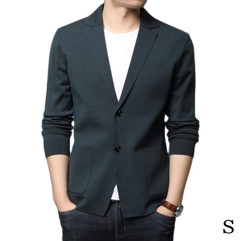 Áo Khoác Blazer Dệt Kim Màu Trơn Phong Cách Hàn Quốc Thời Trang Mùa Thu 2023 Cho Nam