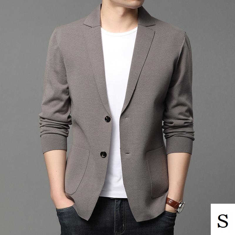 Áo Khoác Blazer Dệt Kim Màu Trơn Phong Cách Hàn Quốc Thời Trang Mùa Thu 2023 Cho Nam