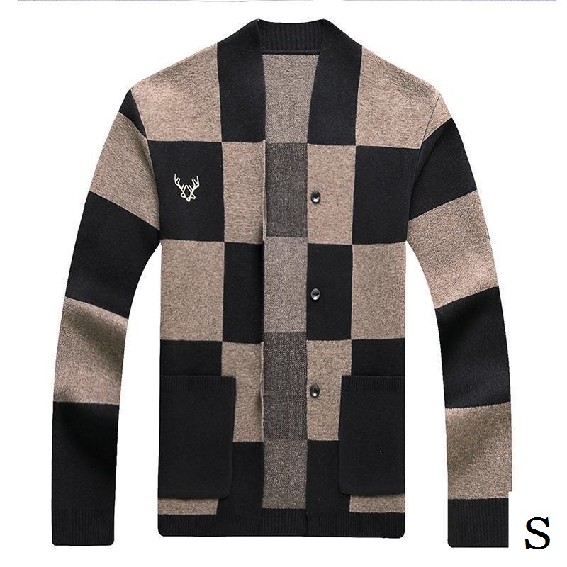 Áo Khoác Cardigan Dệt Kim Họa Tiết Kẻ Sọc Phong Cách Hàn Quốc Thời Trang Thu Đông Mới Cho Nam Trung Niên