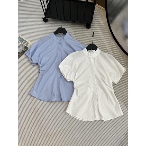 Sơ mi tay bồng cổ tàu rút eo Gava