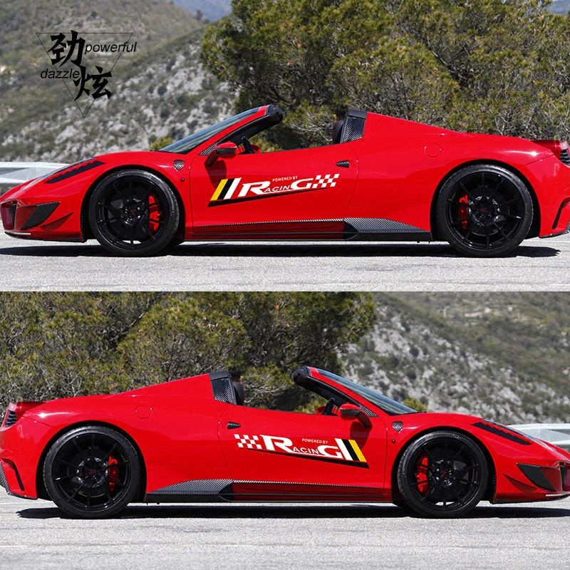 Tem decal dán sườn, cửa xe ô tô xe hơi phong cách thể thao racing
