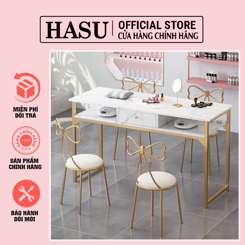Bàn làm nail vân loang 1m, 1m2 - Bàn trang điểm - Bàn gỗ có ngăn kéo - bàn giả đá sang chảnh- k gồm ghế- hàng sẵn