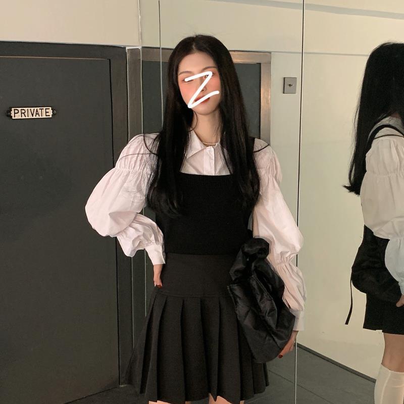 Jiashucheng Áo Sơ Mi Tay Dài Phồng Dáng Rộng Phong Cách Hong Kong Thời Trang Xuân Thu 2023 Mới