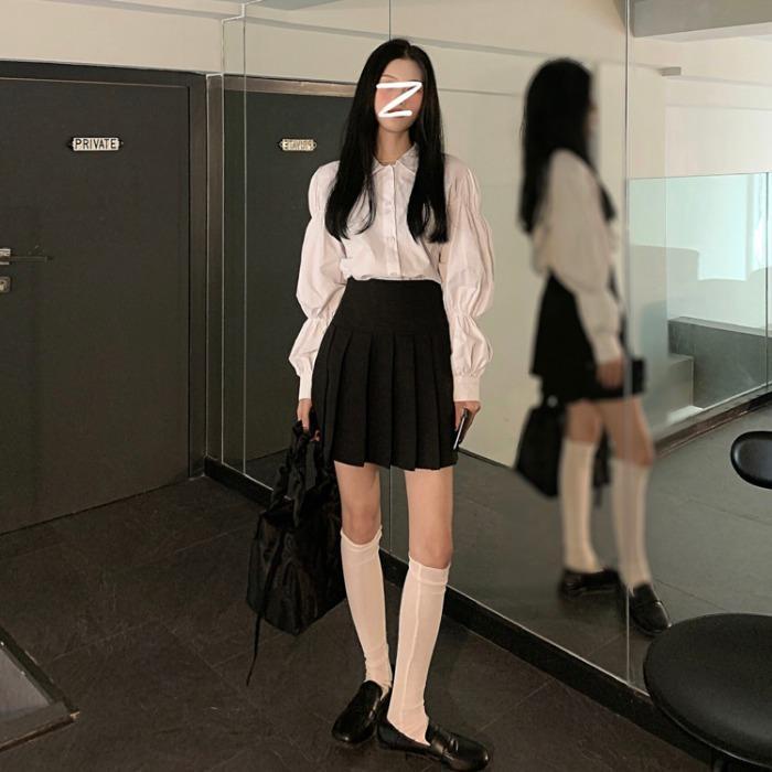 Jiashucheng Áo Sơ Mi Tay Dài Phồng Dáng Rộng Phong Cách Hong Kong Thời Trang Xuân Thu 2023 Mới