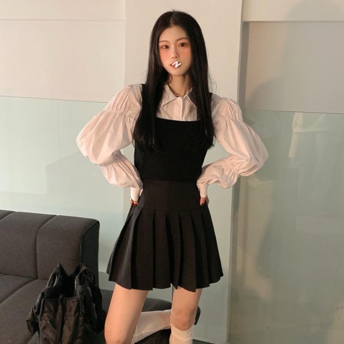 Jiashucheng Áo Sơ Mi Tay Dài Phồng Dáng Rộng Phong Cách Hong Kong Thời Trang Xuân Thu 2023 Mới