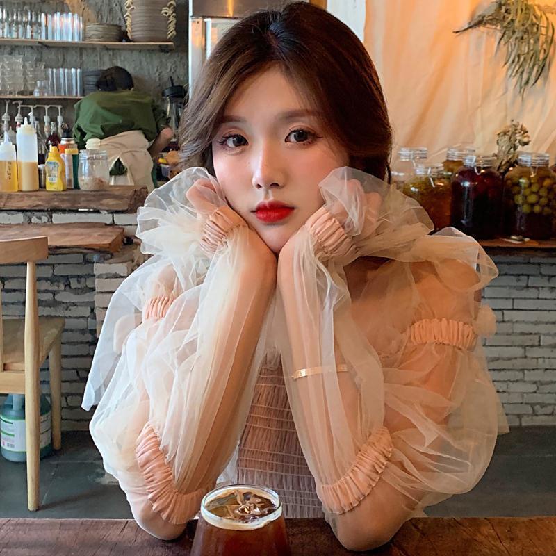 Jiashucheng Áo Thun Tay Dài Phồng Cổ Phẳng Xếp Ly Thời Trang Mùa Thu 2023 Phong Cách Pháp Ngọt Ngào Cho Nữ
