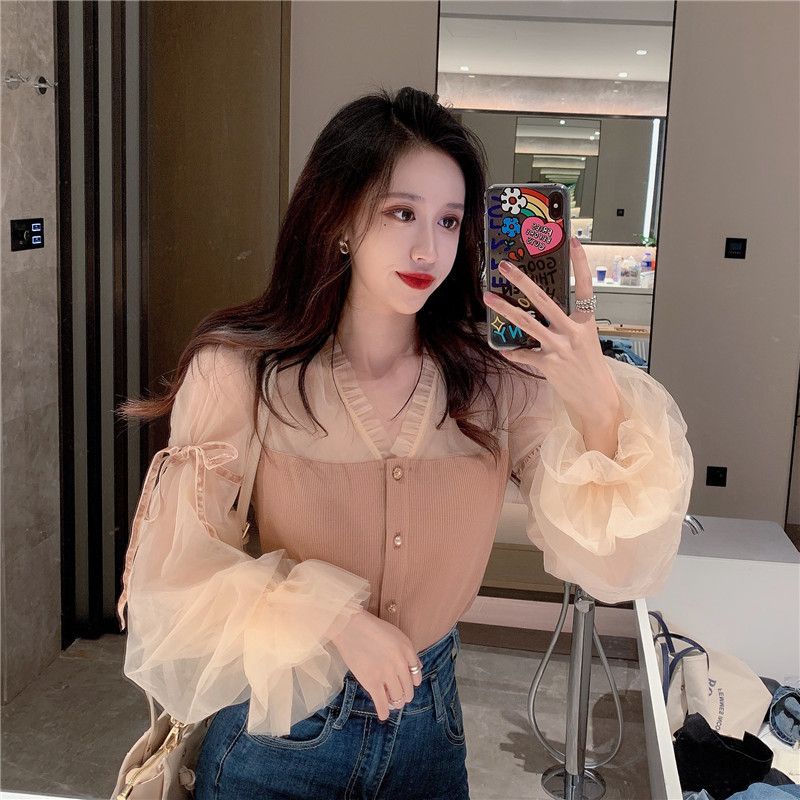 Jiashucheng Áo Dệt Kim Tay Phồng Ngắn Nhấn Eo Phong Cách Hoàng Gia Mùa Xuân Hợp Thời Trang Cho Nữ