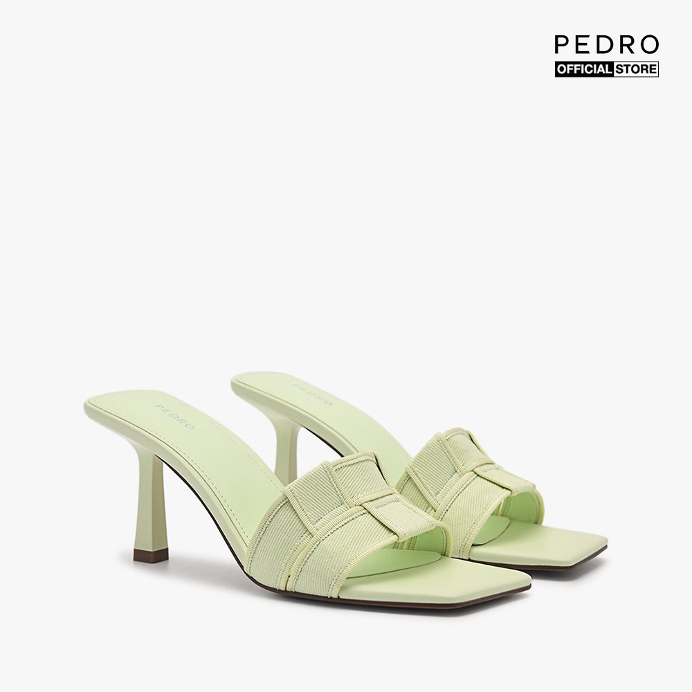 PEDRO - Giày mules cao gót nữ mũi vuông Woven Canvas PW1-25480260-1-D3
