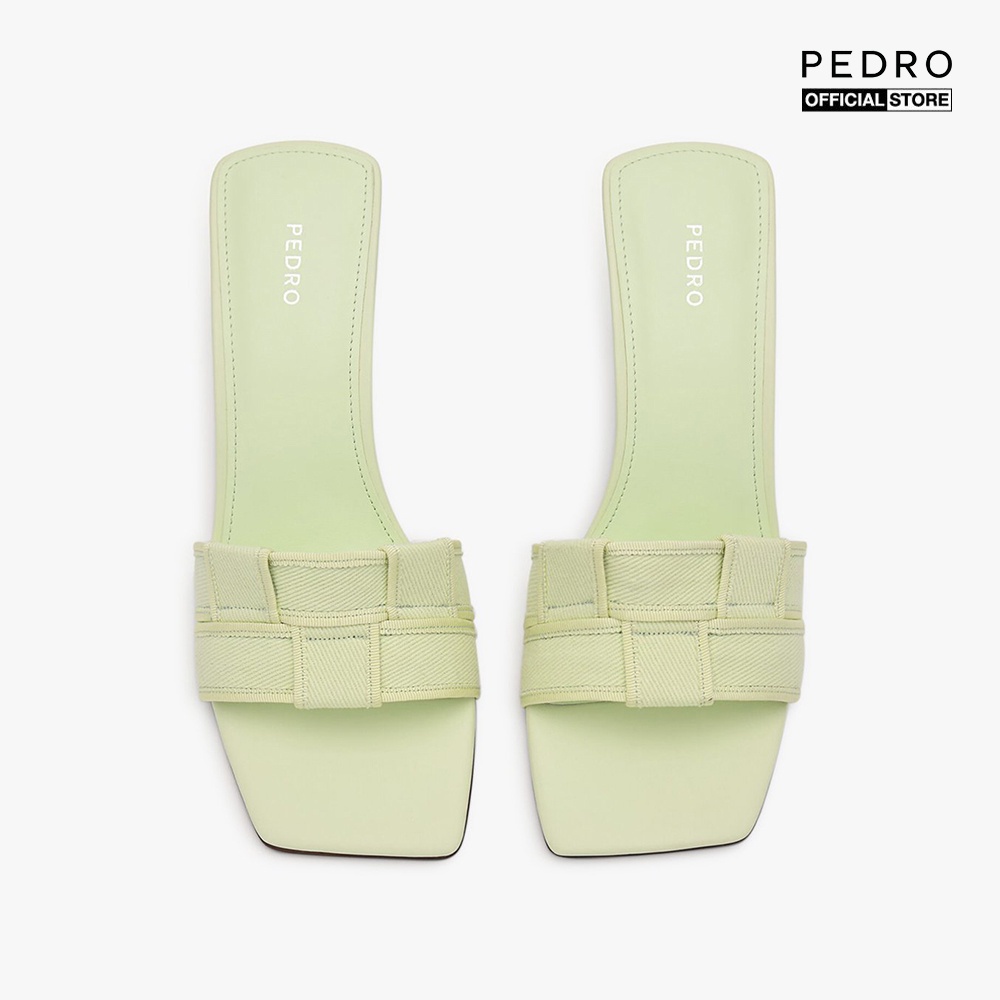 PEDRO - Giày mules cao gót nữ mũi vuông Woven Canvas PW1-25480260-1-D3