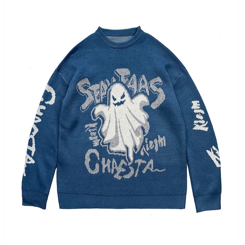 Jiashucheng Áo Sweater Thiết Kế Dày Dặn Dáng Rộng In Chữ Ghost Thời Trang Mùa Thu Phong Cách Harajuku Mới Cho Nữ