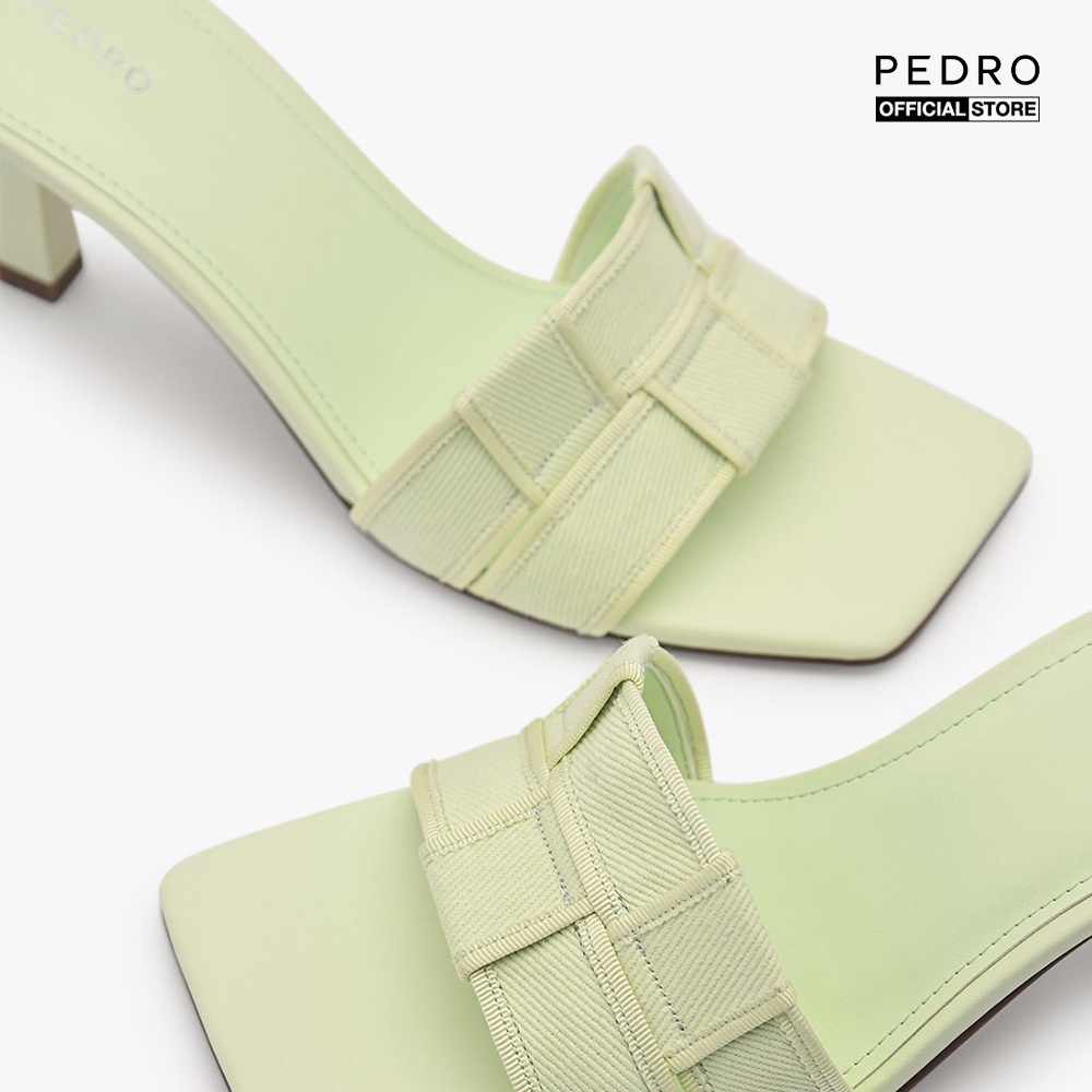 PEDRO - Giày mules cao gót nữ mũi vuông Woven Canvas PW1-25480260-1-D3