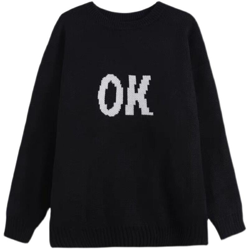 Jiashucheng Áo Sweater Cổ Tròn Dáng Rộng In Chữ Kiểu Retro Hàn Quốc Thời Trang Thu Đông Ấm Áp Cho Nữ