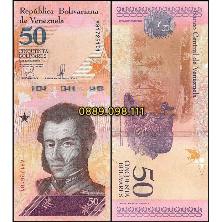 Venezuela mệnh giá 50 bolivares con mèo