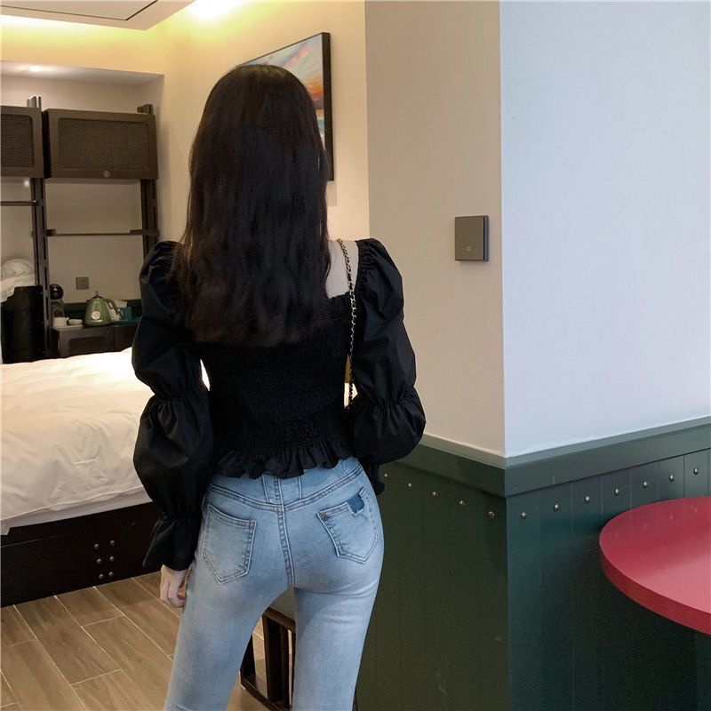 Jiashucheng Áo Tay Dài Thắt Dây Eo Mỏng Xếp Ly Phong Cách Mới Xuân Thu Dễ Phối Đồ Cho Nữ