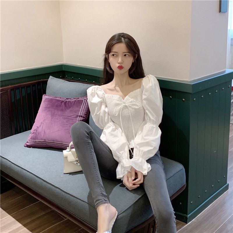 Jiashucheng Áo Tay Dài Thắt Dây Eo Mỏng Xếp Ly Phong Cách Mới Xuân Thu Dễ Phối Đồ Cho Nữ