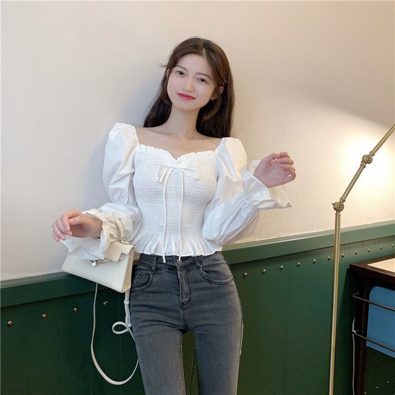 Jiashucheng Áo Tay Dài Thắt Dây Eo Mỏng Xếp Ly Phong Cách Mới Xuân Thu Dễ Phối Đồ Cho Nữ
