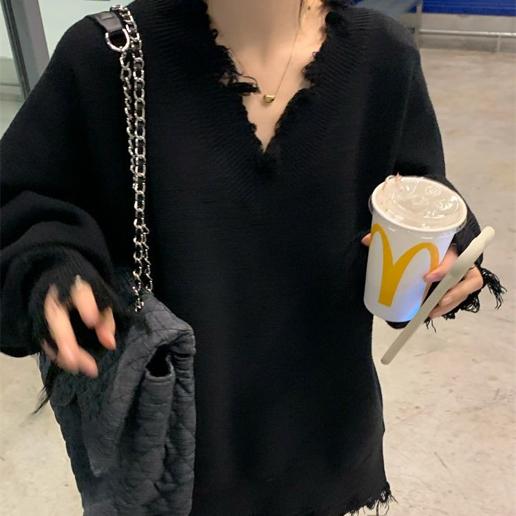 Jiashucheng Áo Sweater Cổ Chữ V Dáng Rộng Thiết Kế Mới Thời Trang Mùa Thu Đông Theo Phong Cách Nhật Bản Cho Nữ