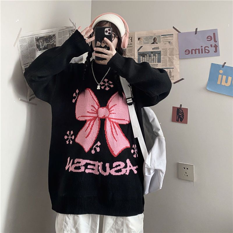 Jiashucheng Áo Sweater Dày Dặn Cổ Tròn Thắt Nơ Phong Cách Hàn Quốc Mới Mùa Thu Đông Cho Nữ Sinh bf @