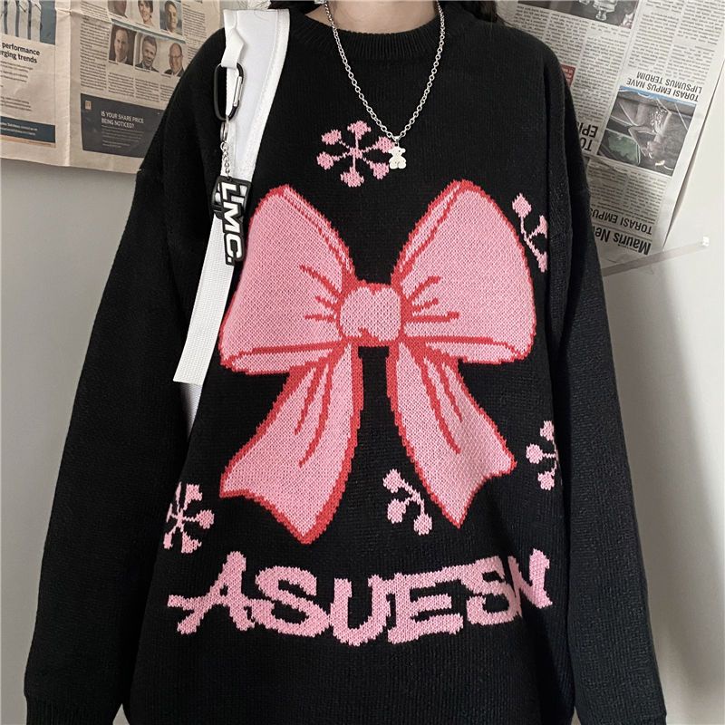 Jiashucheng Áo Sweater Dày Dặn Cổ Tròn Thắt Nơ Phong Cách Hàn Quốc Mới Mùa Thu Đông Cho Nữ Sinh bf @