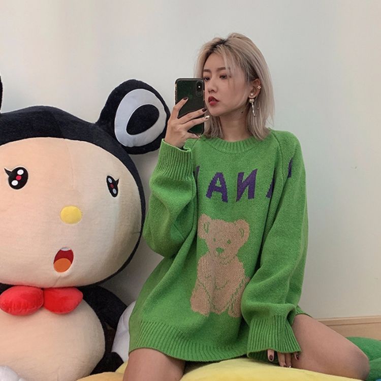 Jiashucheng Áo Sweater Cổ Tròn Dáng Rộng Phong Cách Harajuku Hàn Quốc Thời Trang Thu Đông Mới Cho Nữ