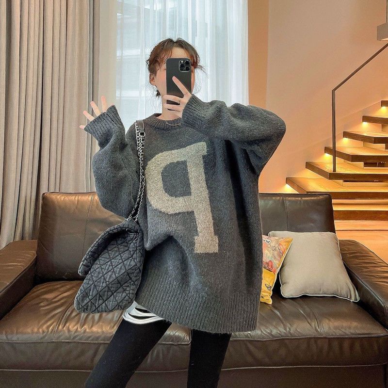 Jiashucheng Đầm Sweater In Chữ Feel Phong Cách Thu Đông Mới Cho Nữ