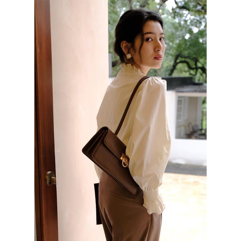 Jiashucheng Áo Sơ Mi Tay Dài Phồng Phong Cách Retro Pháp Thời Trang Mùa Thu Dành Cho Nữ