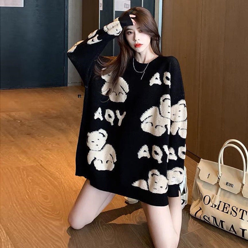 Jiashucheng Đầm Sweater In Chữ Feel Phong Cách Thu Đông Mới Cho Nữ