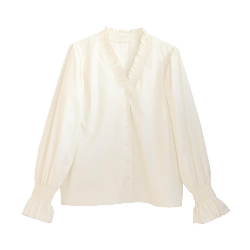 Jiashucheng Áo Sơ Mi Tay Dài Phồng Phong Cách Retro Pháp Thời Trang Mùa Thu Dành Cho Nữ