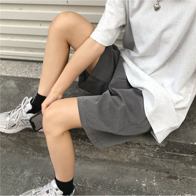 Jiashucheng Quần Short Lưng Cao Dáng Rộng Phong Cách Đường Phố Thời Trang Mùa Hè Mới Cho Nữ