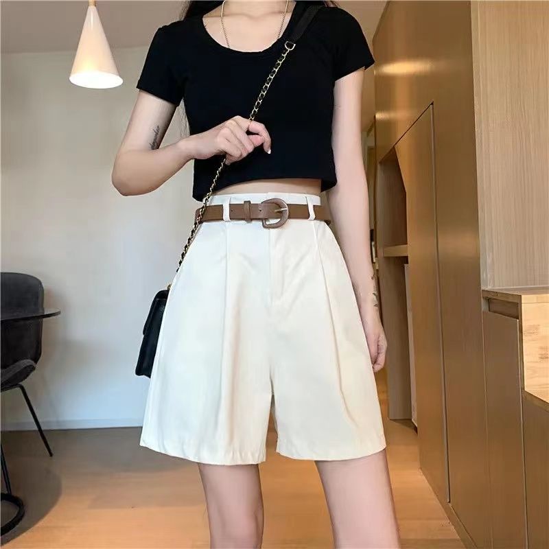 Jiashucheng Quần Short Cotton Nguyên Chất Mỏng Dáng Rộng Lưng Cao Phong Cách Mới Đơn Giản Dễ Phối Đồ Cho Nữ @ -