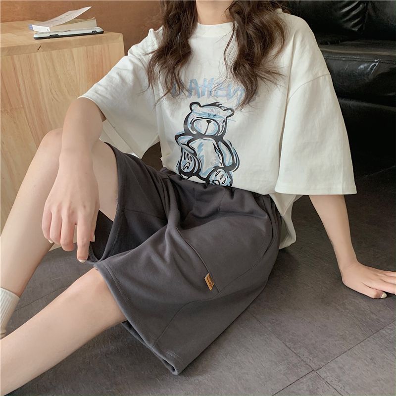 Jiashucheng Quần Short Thể Thao Cotton Dáng Rộng Phong Cách Hàn Quốc Thời Trang Mùa Hè Hàng Mới Dành Cho Bạn Nữ