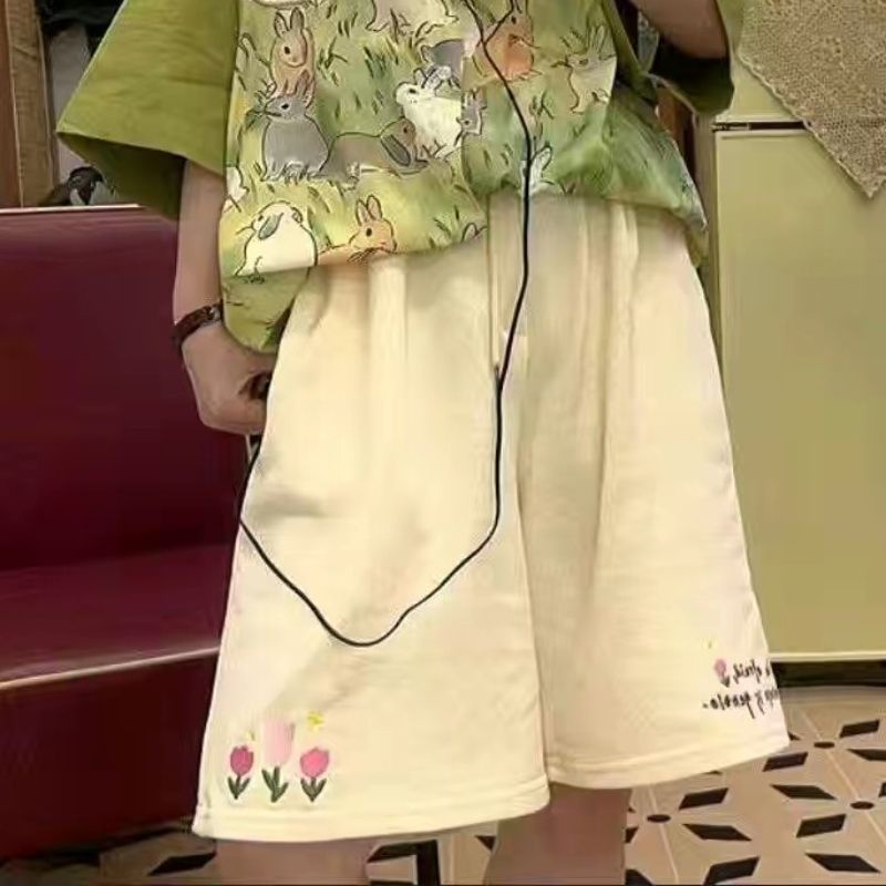 Jiashucheng Quần Short Thể Thao Dáng Rộng Dài Qua Gối Phong Cách Hàn Quốc Thời Trang Mùa Hè Cho Nữ