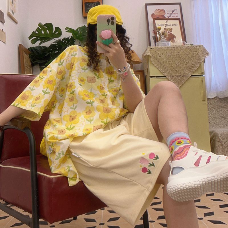 Jiashucheng Quần Short Thể Thao Dáng Rộng Dài Qua Gối Phong Cách Hàn Quốc Thời Trang Mùa Hè Cho Nữ