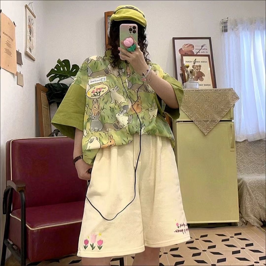 Jiashucheng Quần Short Thể Thao Dáng Rộng Dài Qua Gối Phong Cách Hàn Quốc Thời Trang Mùa Hè Cho Nữ