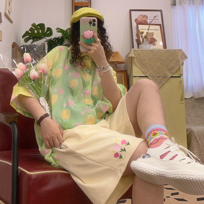 Jiashucheng Quần Short Thể Thao Dáng Rộng Dài Qua Gối Phong Cách Hàn Quốc Thời Trang Mùa Hè Cho Nữ