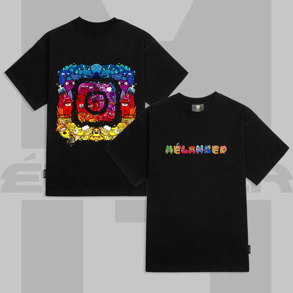 Áo thun tay lỡ Nam,Nữ Mélanger Monster Ins oversize cotton, cổ bo tròn 240gsm thoáng mát