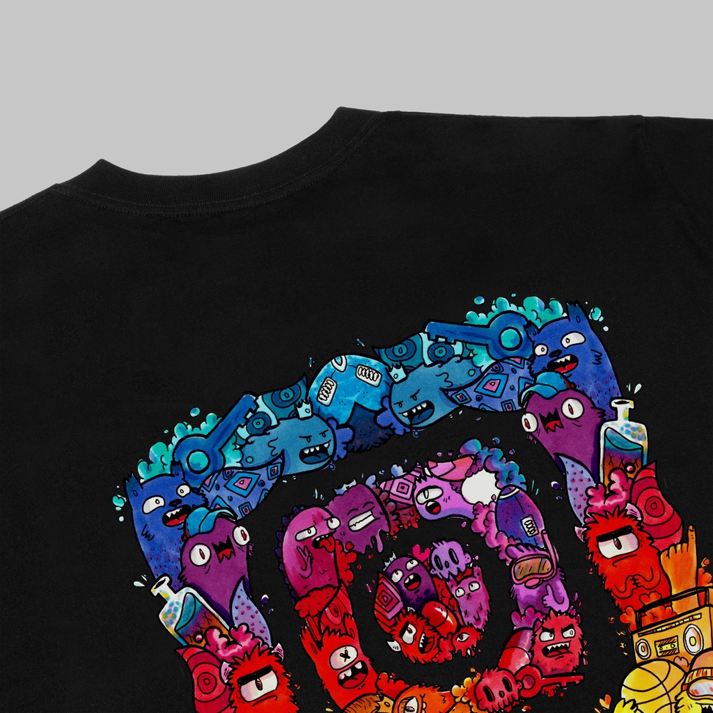 Áo thun tay lỡ Nam,Nữ Mélanger Monster Ins oversize cotton, cổ bo tròn 240gsm thoáng mát