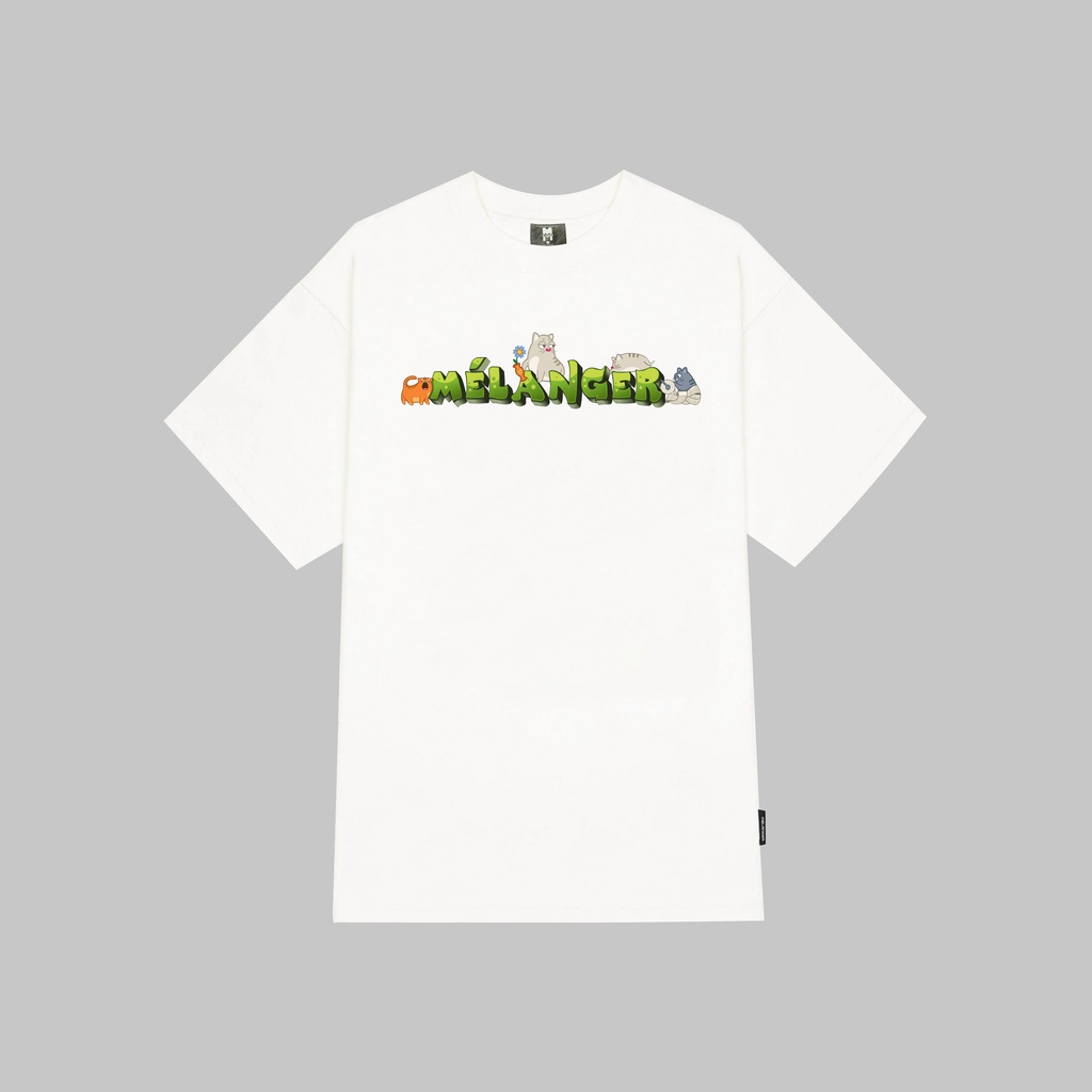 Áo thun tay lỡ Nam,Nữ Mélanger Kind of Naisy Cat oversize cotton, cổ bo tròn 240gsm thoáng mát