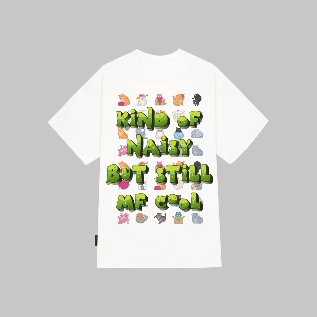 Áo thun tay lỡ Nam,Nữ Mélanger Kind of Naisy Cat oversize cotton, cổ bo tròn 240gsm thoáng mát