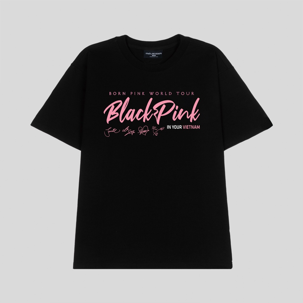 Áo thun tay lỡ Nam,Nữ Mélanger BlackPink/ Born Pink oversize cotton, cổ bo tròn 240gsm thoáng mát