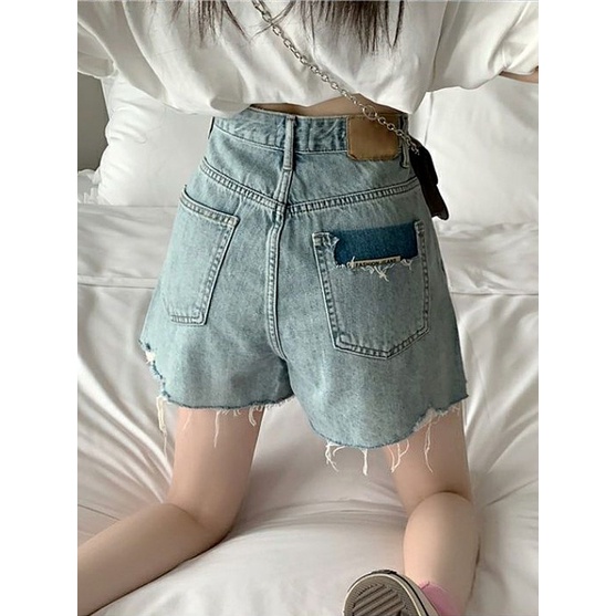 Jiashucheng Quần Short Denim Lưng Cao Ống Rộng Size Lớn Thời Trang Mùa Hè Hàng Mới Dành Cho Bạn Nữ