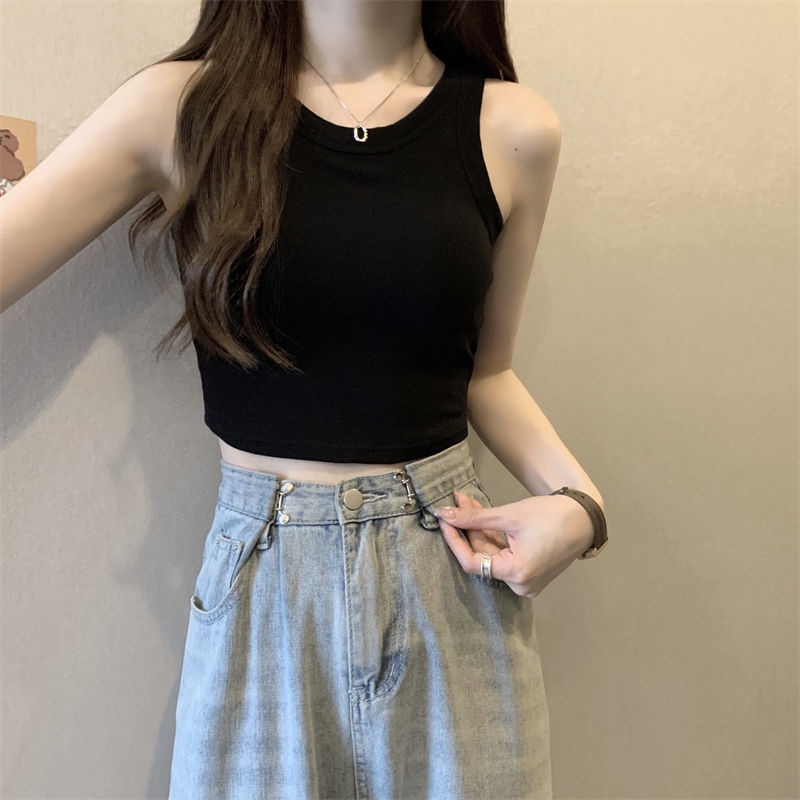 Jiashucheng Áo Thể Thao Cotton Sát Nách Dáng Ngắn Phong Cách Pháp Thời Trang Mùa Hè Hàng Mới Dành Cho Bạn Nữ