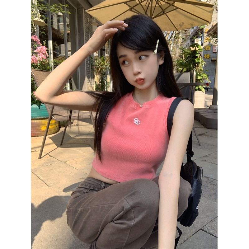 Jiashucheng Áo Hai Dây Ngắn Lưng Thêu Họa Tiết Phong Cách Ngọt Ngào Mùa Hè Cho Nữ