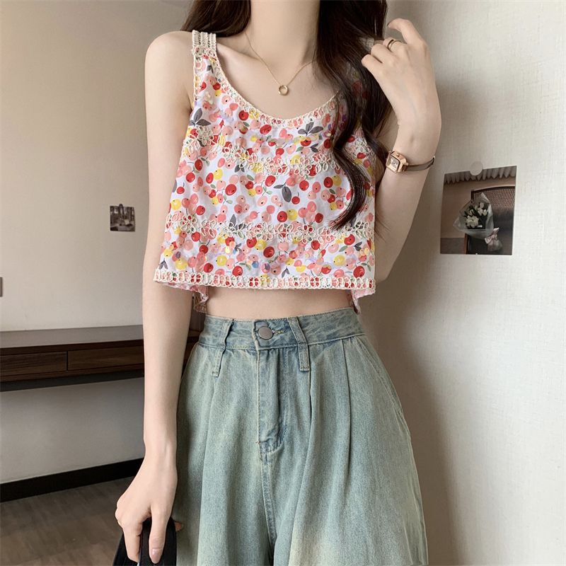 Jiashucheng Áo Dệt Kim Hai Dây Dáng Ngắn Thêu Họa Tiết Thổ Cẩm Phong Cách Cổ Điển Thời Trang Mùa Hè Hàng Mới Dành Cho Bạn Nữ