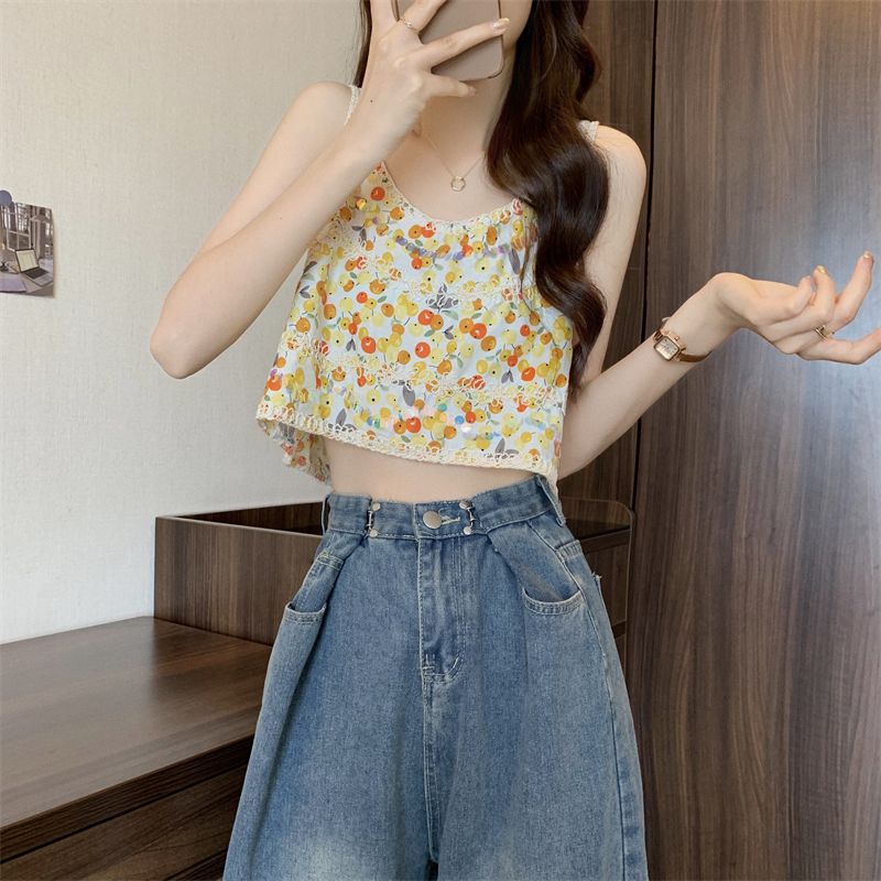 Jiashucheng Áo Dệt Kim Hai Dây Dáng Ngắn Thêu Họa Tiết Thổ Cẩm Phong Cách Cổ Điển Thời Trang Mùa Hè Hàng Mới Dành Cho Bạn Nữ